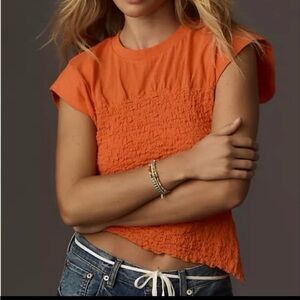 Maeve Red Smocked muscle tee